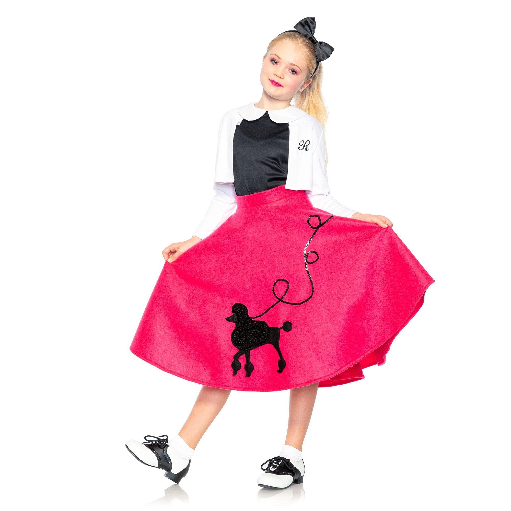 Adult Poodle Skirt With Musical Note Printed Scarf Hot Pink Blue By Kid Costumes Halloween Cosplay